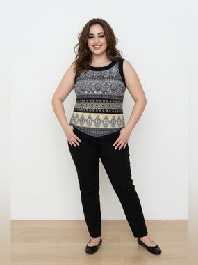 ✨Cleo Black and Cream Patterned Tank Top | Medium